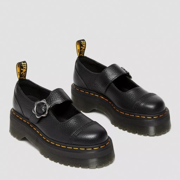 *NEW* Dr. Martens Addina Flower Buckle Leather Platform Shoes - Picture 5 of 11